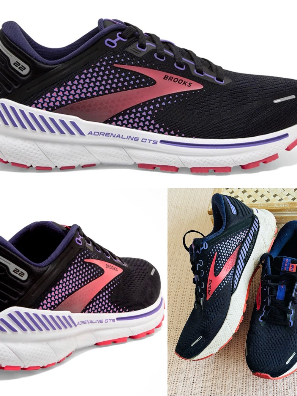 Brooks Women's Adrenaline GTS Running Shoes - Black, Purple & Pink